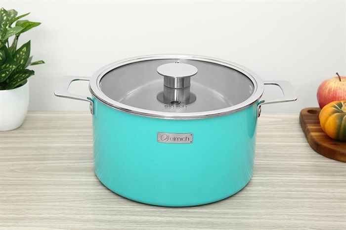 Nồi inox 3 đáy nắp kính 26 cm Elmich Hera EL-8104 Màu Xanh ngọc