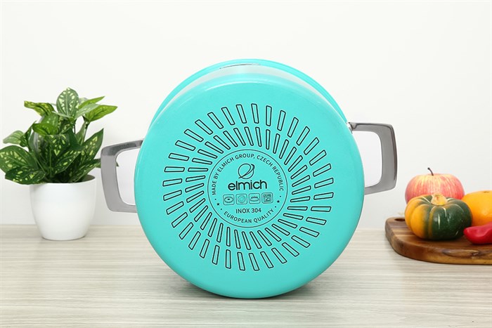 Nồi inox 3 đáy nắp kính 26 cm Elmich Hera EL-8104 Màu Xanh ngọc