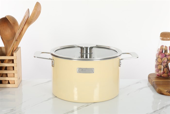 Bộ nồi chảo inox 3 đáy nắp kính Elmich Hera EL-8238 Màu Vàng