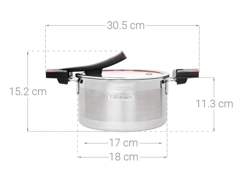 Nồi inox 3 đáy nắp kính 18 cm Elmich Milano EL-8082