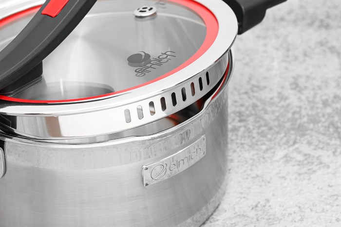 Nồi inox 3 đáy nắp kính 18 cm Elmich Milano EL-8082 Màu Inox