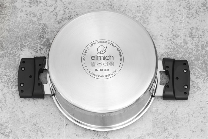 Nồi inox 3 đáy nắp kính 18 cm Elmich Milano EL-8082 Màu Inox