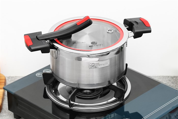 Nồi inox 3 đáy nắp kính 18 cm Elmich Milano EL-8082 Màu Inox