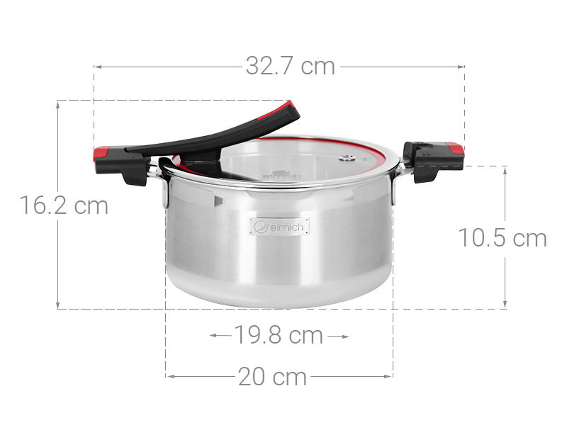 Nồi inox 3 đáy nắp kính 20 cm Elmich Milano EL-8083
