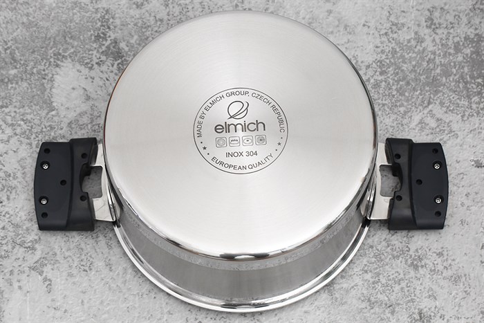 Bộ 3 nồi inox 3 đáy nắp kính Elmich Milano EL-8090 Màu Inox