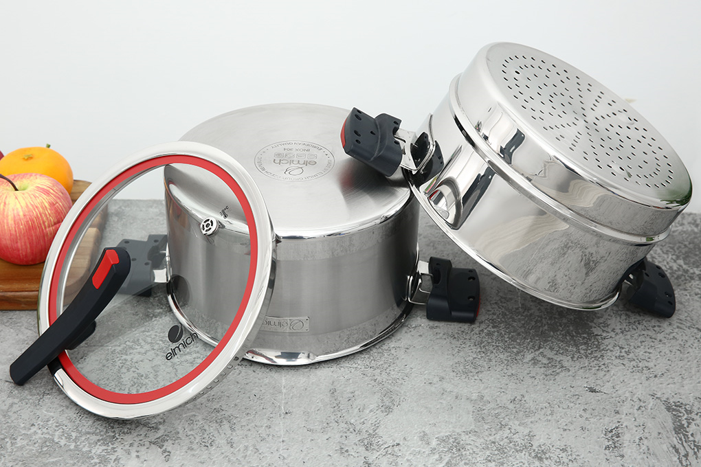 Bộ nồi inox 3 đáy nắp kính Elmich Milano EL-8091 - 4