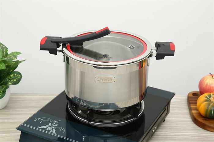 Bộ nồi chảo inox 3 đáy nắp kính Elmich Milano EL-8093 Màu Inox