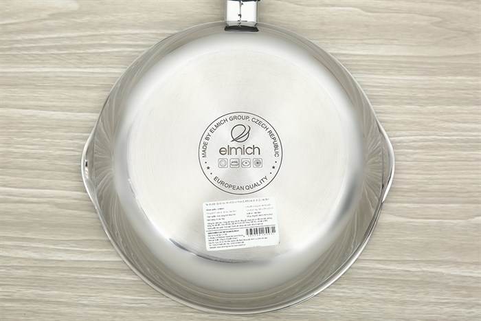 Bộ nồi chảo inox 3 đáy nắp kính Elmich Milano EL-8093 Màu Inox
