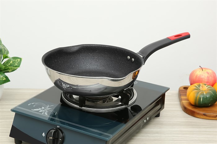 Bộ nồi chảo inox 3 đáy nắp kính Elmich Milano EL-8093 Màu Inox