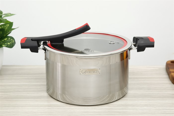 Bộ nồi chảo inox 3 đáy nắp kính Elmich Milano EL-8093 Màu Inox