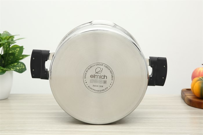 Bộ nồi chảo inox 3 đáy nắp kính Elmich Milano EL-8093 Màu Inox