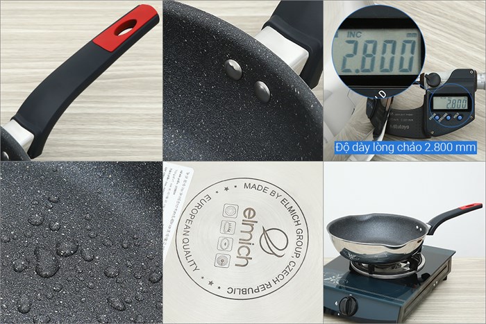 Bộ nồi chảo inox 3 đáy nắp kính Elmich Milano EL-8094 Màu Inox