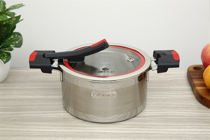 Bộ nồi chảo inox 3 đáy nắp kính Elmich Milano EL-8094 Màu Inox