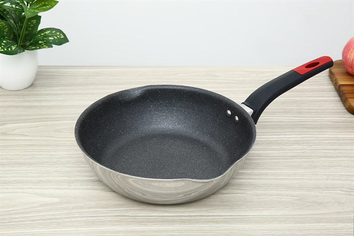 Bộ nồi chảo inox 3 đáy nắp kính Elmich Milano EL-8094 Màu Inox