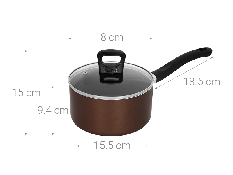 Quánh nhôm chống dính nắp kính 18 cm Tefal Day By Day G1432305