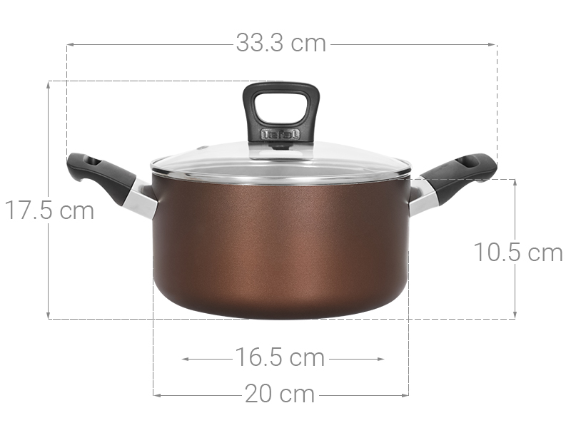 Nồi nhôm chống dính nắp kính 20 cm Tefal Day By Day G1434406