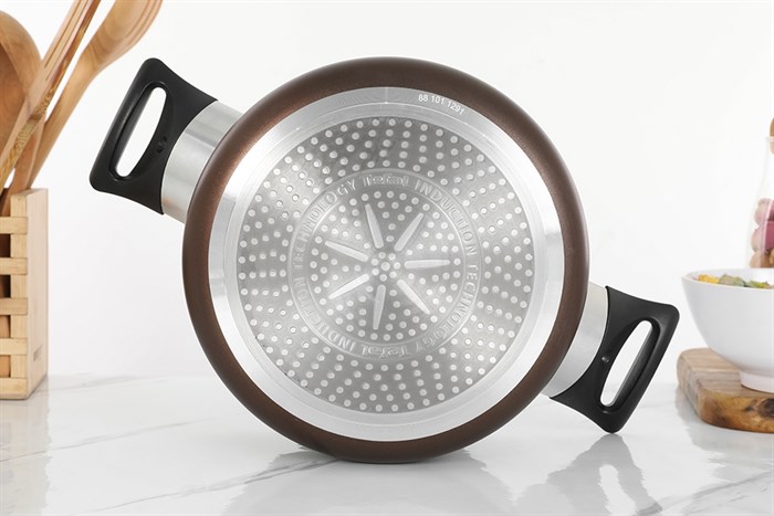 Nồi nhôm chống dính nắp kính 20 cm Tefal Day By Day G1434406 Màu Nâu