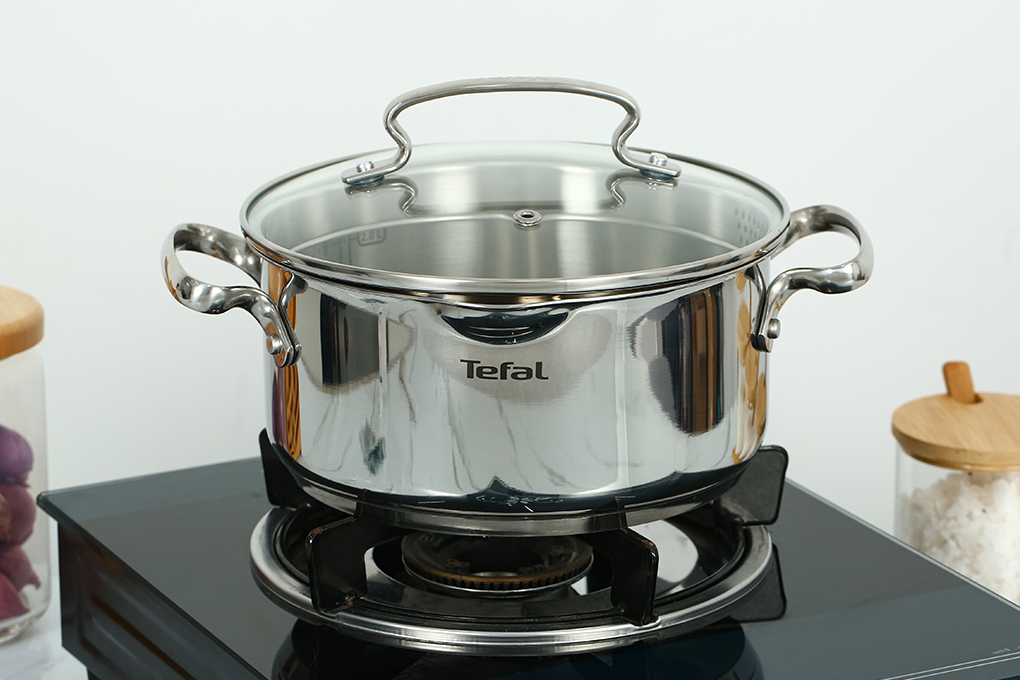 Bộ nồi quánh inox nắp kính Tefal Duetto Plus G719S674 Màu Inox