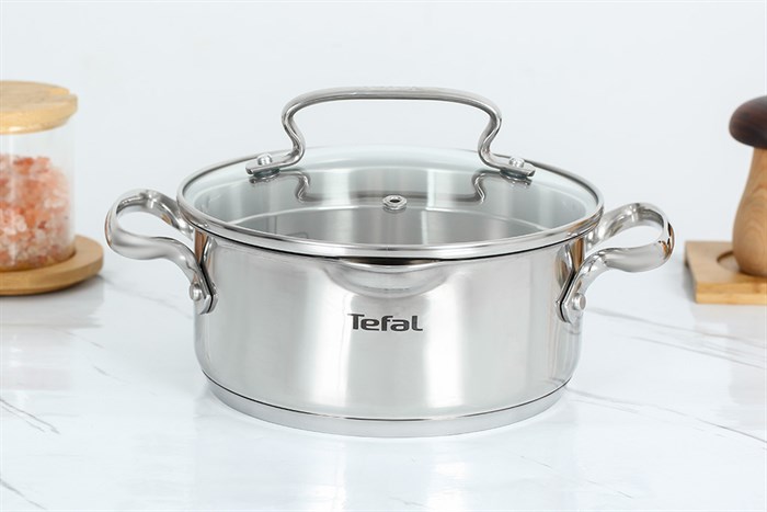 Nồi inox nắp kính 18 cm Tefal Duetto Plus G7194355 Màu Inox