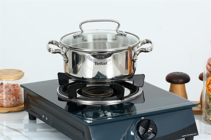 Nồi inox nắp kính 18 cm Tefal Duetto Plus G7194355 Màu Inox