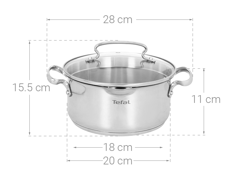Nồi inox nắp kính 20 cm Tefal Duetto Plus G7194455