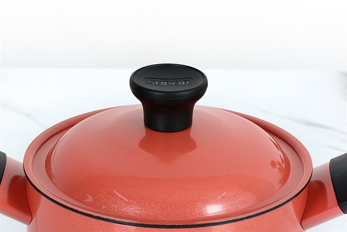 Nồi nhôm chống dính nắp nhôm 18 cm Supor Trendy H22104-ST18A Màu Cam đỏ