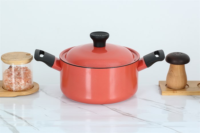 Nồi nhôm chống dính nắp nhôm 20 cm Supor Trendy H22104-ST20A Màu Cam đỏ