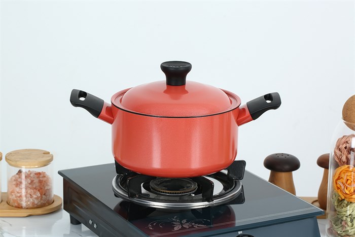 Nồi nhôm chống dính nắp nhôm 20 cm Supor Trendy H22104-ST20A Màu Cam đỏ