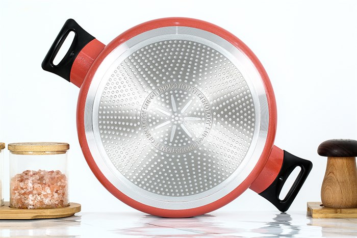 Nồi nhôm chống dính nắp nhôm 26 cm Supor Trendy H22104-ST26A Màu Cam đỏ