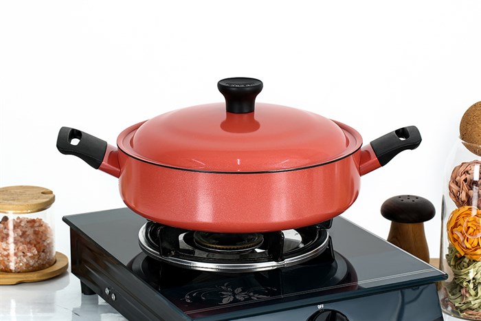 Nồi nhôm chống dính nắp nhôm 26 cm Supor Trendy H22104-ST26A Màu Cam đỏ