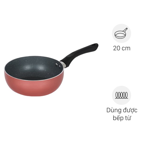 Chảo nhôm sâu chống dính vân đá đáy từ 20 cm Sunhouse SHS20MP - AVAKids.com