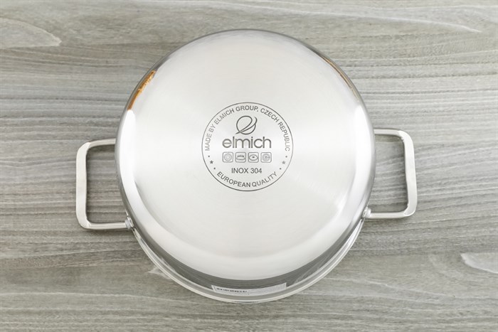 Bộ nồi chảo inox dập nguyên khối nắp kính Elmich Trimax Classic EL-2113OL Màu Bạc