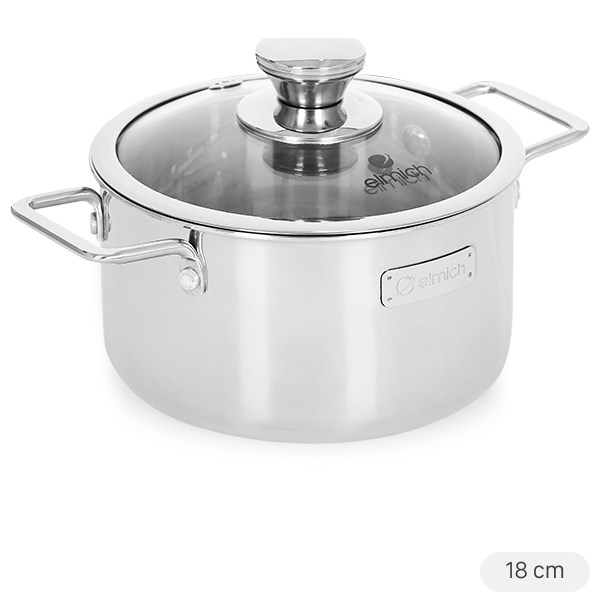 Nồi inox 3 đáy nắp kính 18 cm Elmich Trimax Classic 2406OL