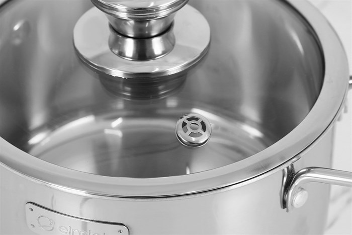 Nồi inox 3 đáy nắp kính 18 cm Elmich Trimax Classic 2406OL Màu Bạc