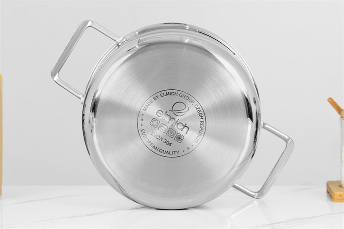 Nồi inox 3 đáy nắp kính 18 cm Elmich Trimax Classic 2406OL Màu Bạc