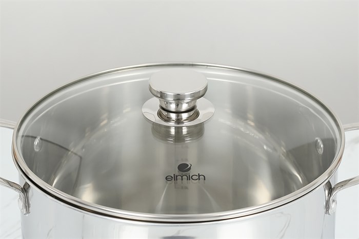 Nồi luộc gà inox 3 đáy nắp kính 28 cm Elmich Trimax Classic 2410OL Màu Bạc