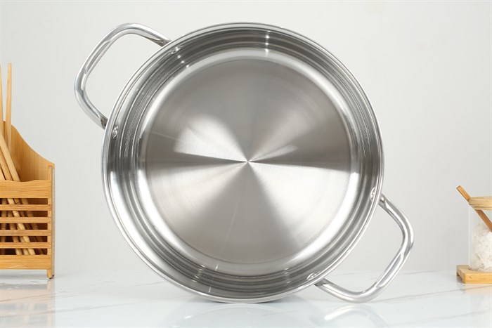 Nồi luộc gà inox 3 đáy nắp kính 28 cm Elmich Trimax Classic 2410OL Màu Bạc