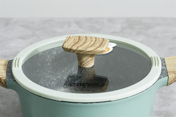 Bộ 3 nồi nhôm đúc vân đá nắp kính Carez CPC595DI03CN Màu Xanh