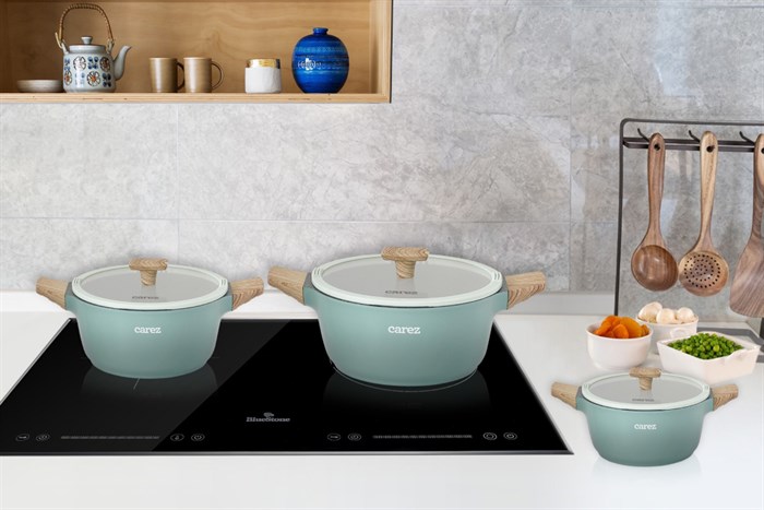 Bộ 3 nồi nhôm đúc vân đá nắp kính Carez CPC595DI03CN