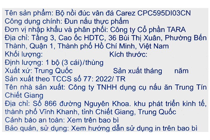 Bộ 3 nồi nhôm đúc vân đá nắp kính Carez CPC595DI03CN Màu Xanh