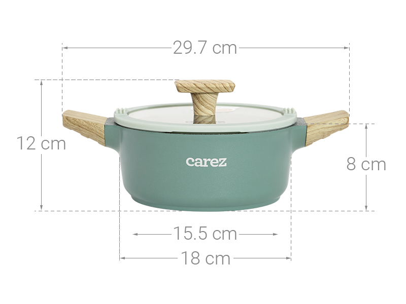 Nồi nhôm đúc vân đá nắp kính 18 cm Carez CPC595DI18SN
