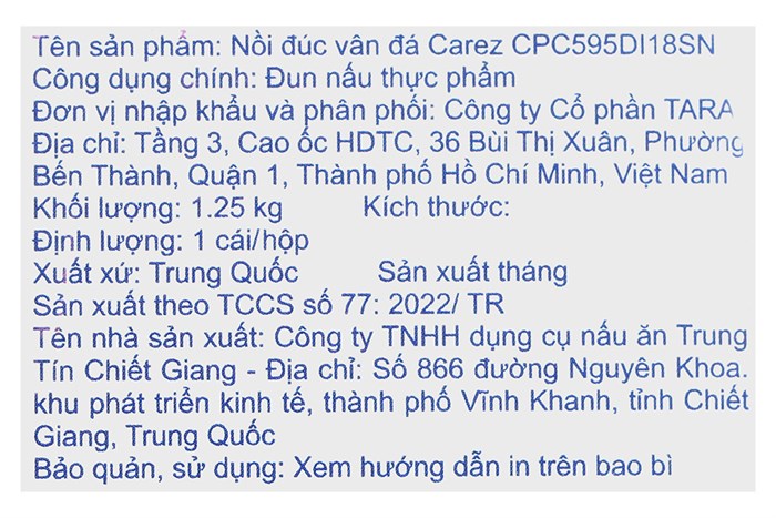Nồi nhôm đúc vân đá nắp kính 18 cm Carez CPC595DI18SN Màu Xanh