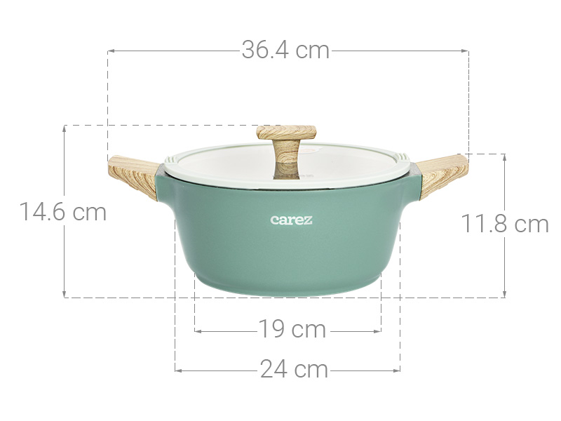Nồi nhôm đúc vân đá nắp kính 24 cm Carez CPC595DI24SN