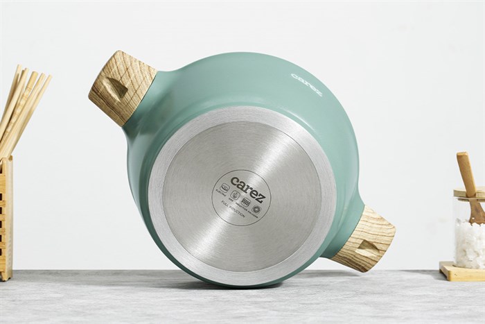 Nồi nhôm đúc vân đá nắp kính 24 cm Carez CPC595DI24SN Màu Xanh