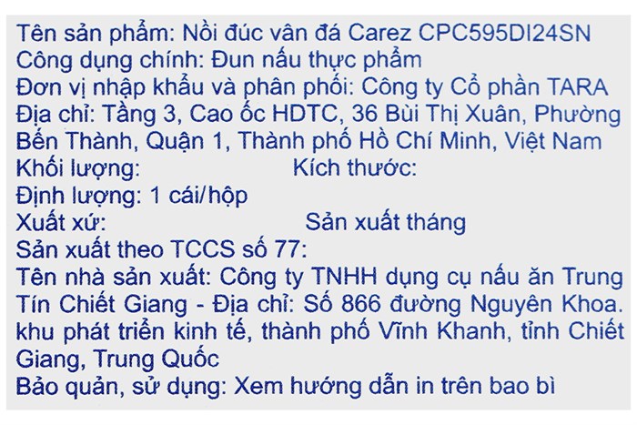 Nồi nhôm đúc vân đá nắp kính 24 cm Carez CPC595DI24SN Màu Xanh
