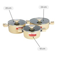 Bộ 3 nồi nhôm chống dính nắp kính Elmich EL-5112YA