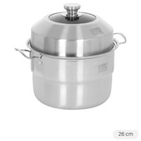 Nồi xửng hấp inox nắp inox 26 cm Green Cook GCST01-26IH