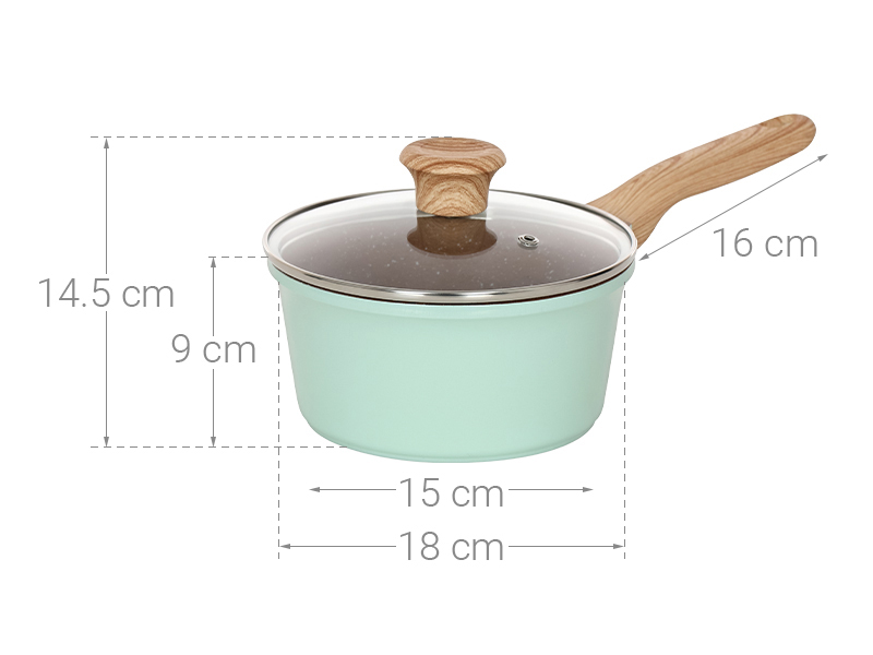 Quánh nhôm chống dính nắp kính 18 cm Green Cook GCS225-18IH