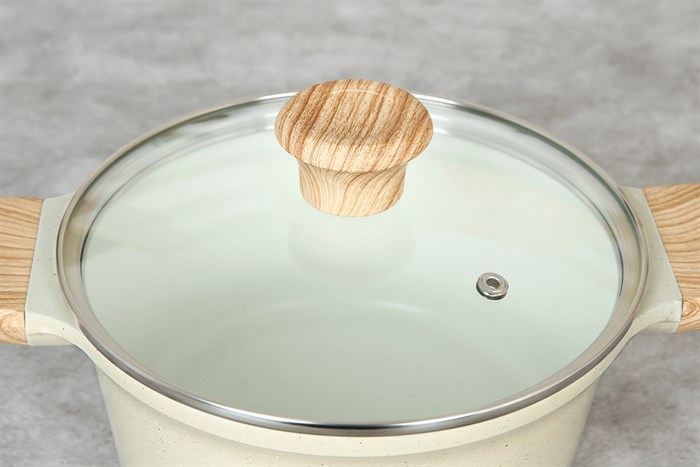 Nồi nhôm chống dính nắp kính 20 cm Green Cook GCS225-20IH Màu Màu be