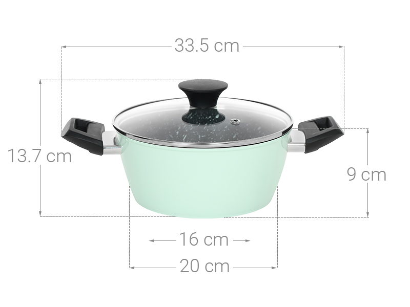 Nồi nhôm chống dính nắp kính 20 cm Green Cook GCS226-20IH